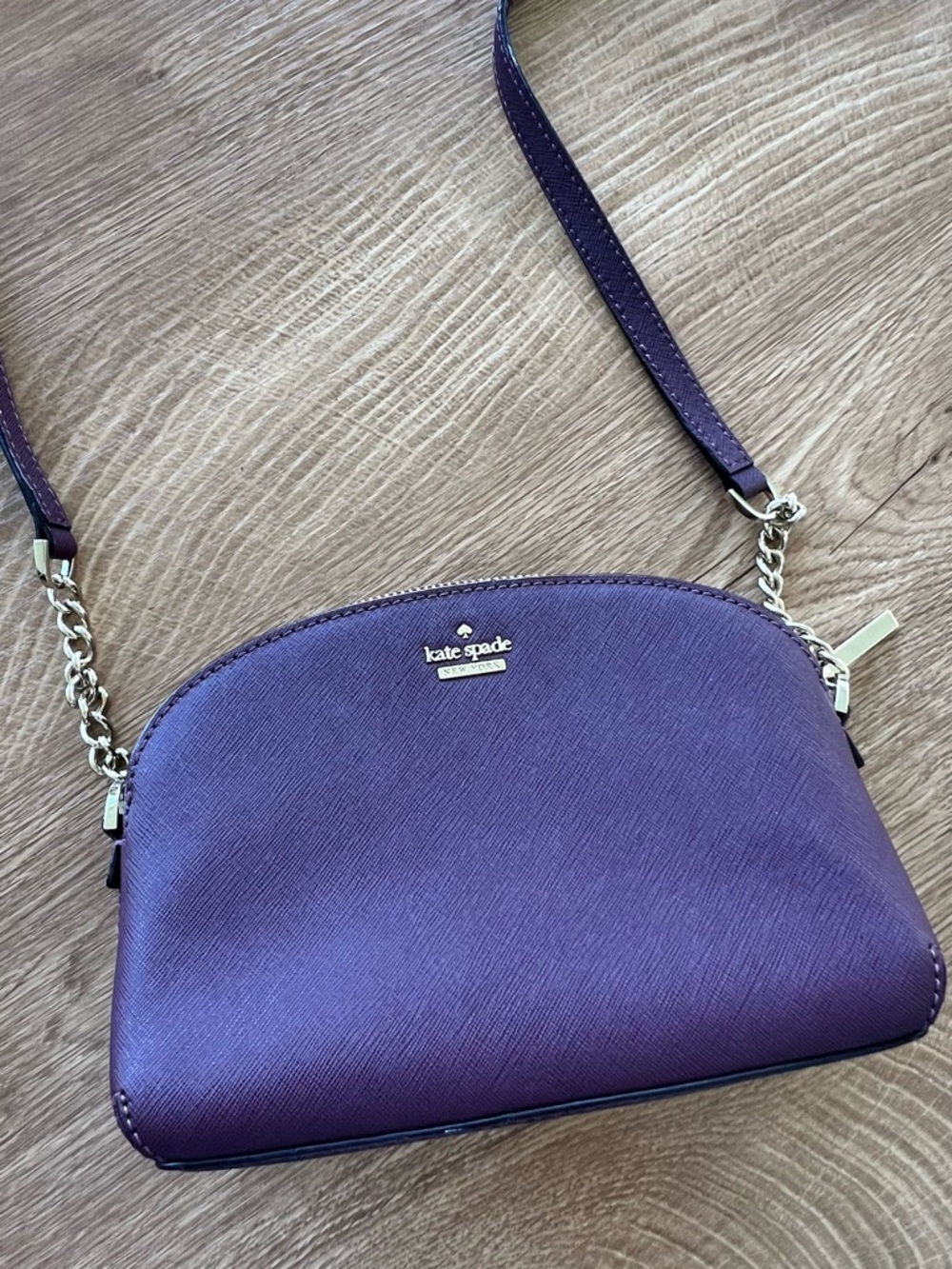 kate spade Purple Saffiano Leather Crossbody with Gold Hardware